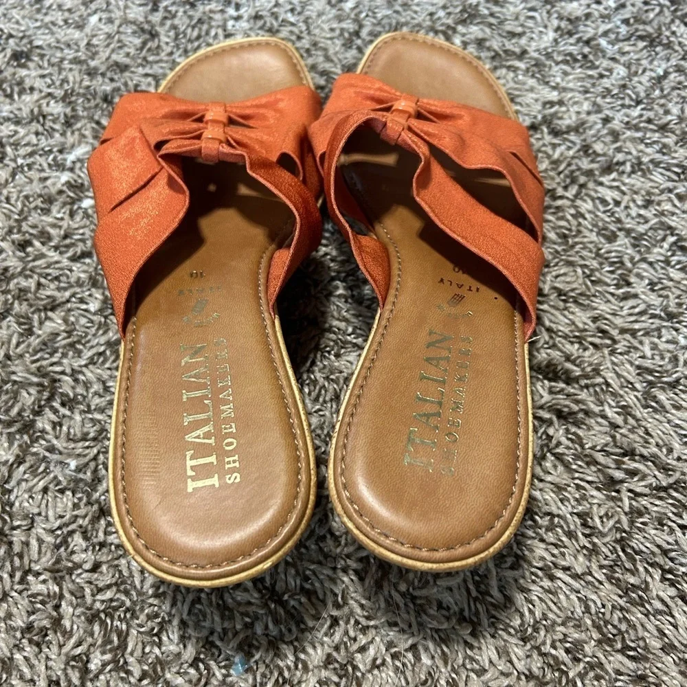 Italian Shoemakers Orange Brown Sandals with Knotted Design